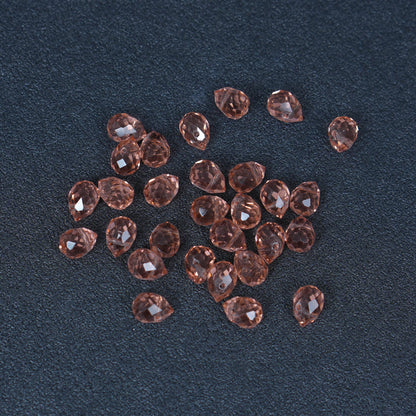 40PCS Light Rose Faceted Teardrop Glass Beads, 8x10mm for Jewelry Making