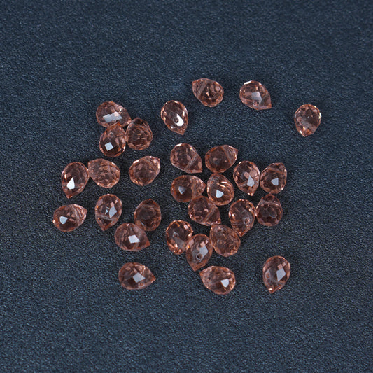 40PCS Light Rose Faceted Teardrop Glass Beads, 8x10mm for Jewelry Making