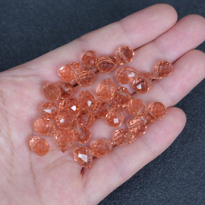 40PCS Light Rose Faceted Teardrop Glass Beads, 8x10mm for Jewelry Making