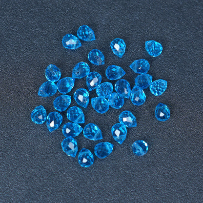 40PCS Light Sapphire Faceted Teardrop Glass Beads, 8x10mm for Jewelry Making