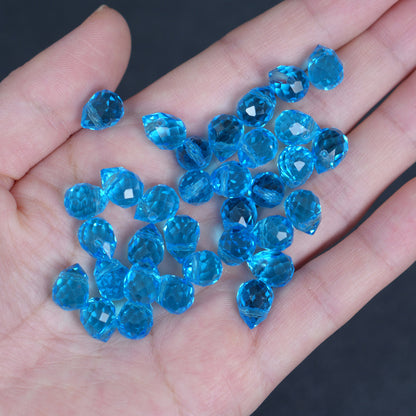 40PCS Light Sapphire Faceted Teardrop Glass Beads, 8x10mm for Jewelry Making