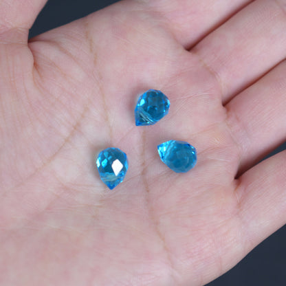 40PCS Light Sapphire Faceted Teardrop Glass Beads, 8x10mm for Jewelry Making