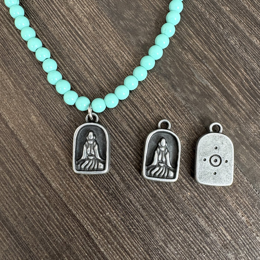 4PCS Vintage Tibetan Medicine Buddha Pendants - Handmade Ethnic Amulet Charm