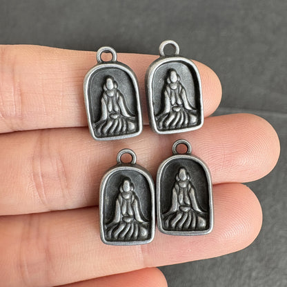 4PCS Vintage Tibetan Medicine Buddha Pendants - Handmade Ethnic Amulet Charm