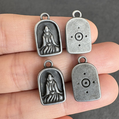 4PCS Vintage Tibetan Medicine Buddha Pendants - Handmade Ethnic Amulet Charm