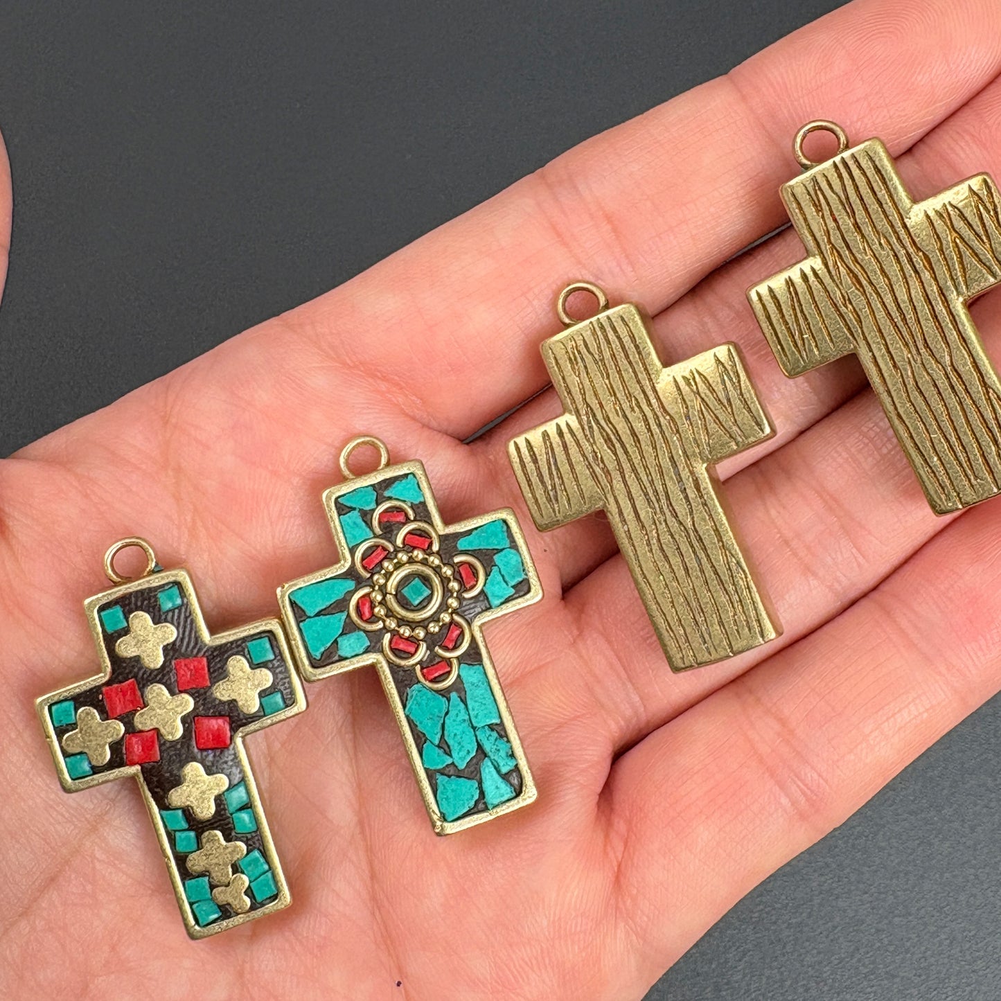 Nepal Ethnic Style Cross Pendant, Handmade Tribal Jewelry, Boho Spiritual Necklace Charm