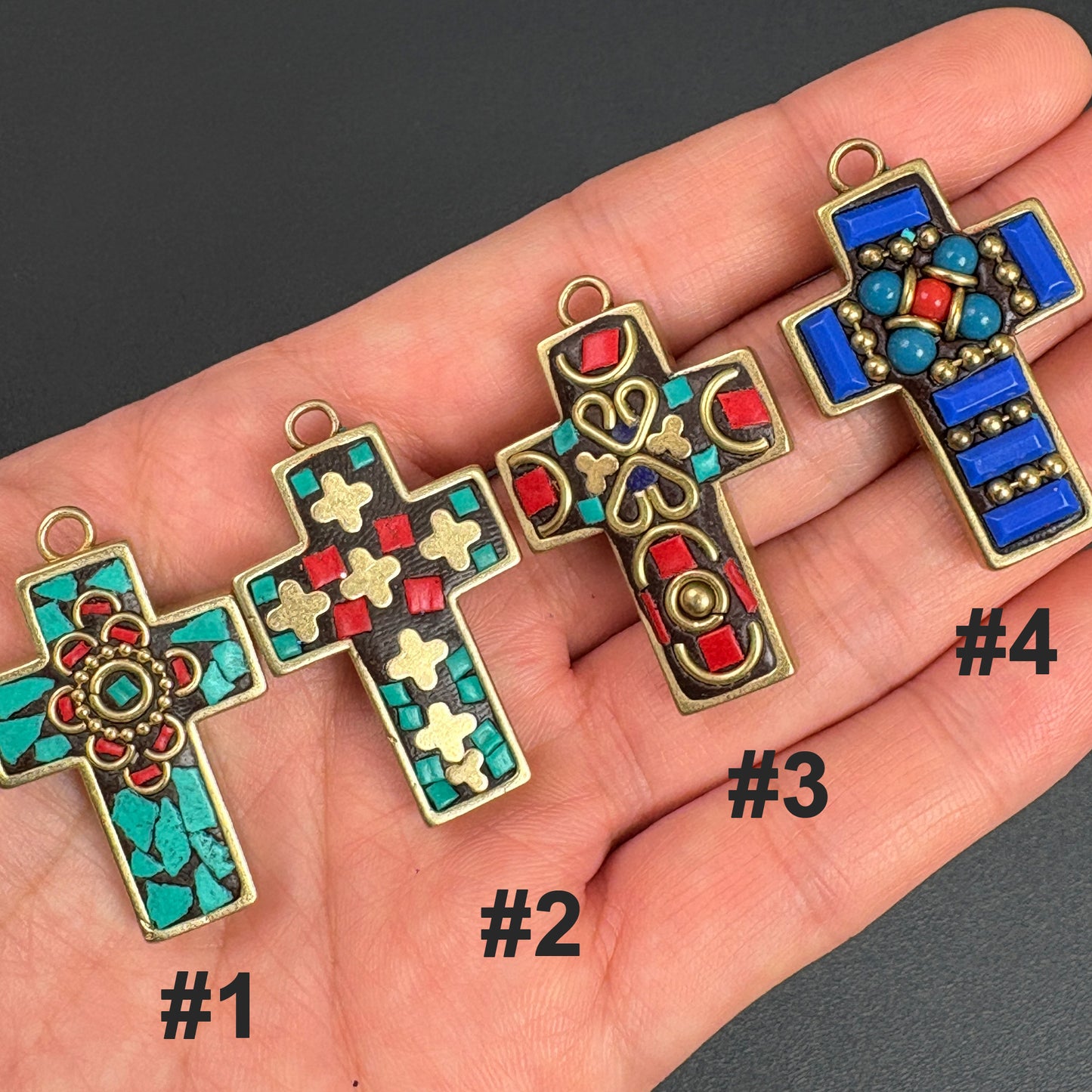 Nepal Ethnic Style Cross Pendant, Handmade Tribal Jewelry, Boho Spiritual Necklace Charm