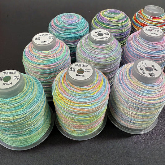 1.0mm Colorful Gradient Cotton Cord, 18-Strand Durable Thread, DIY Bracelet String, Handwoven Craft Rope, Strong Wear-Resistant Jewelry Making Cord,130 Meters Per Roll