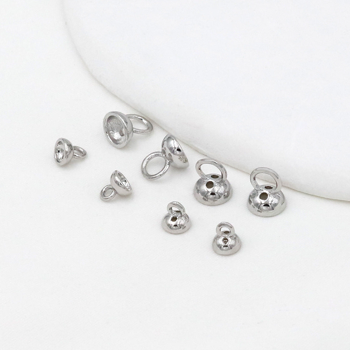 20PCS 18K Gold Plated Brass Pearl End Caps, Stringing Hole Jewelry Finding for DIY Bracelets & Necklaces