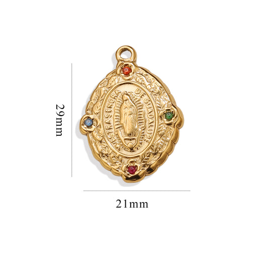 Stainless Steel  Virgin Mary Pendants | Micro-Inlaid Zircon Charms, DIY Accessories for Bracelets, Necklaces & Earrings