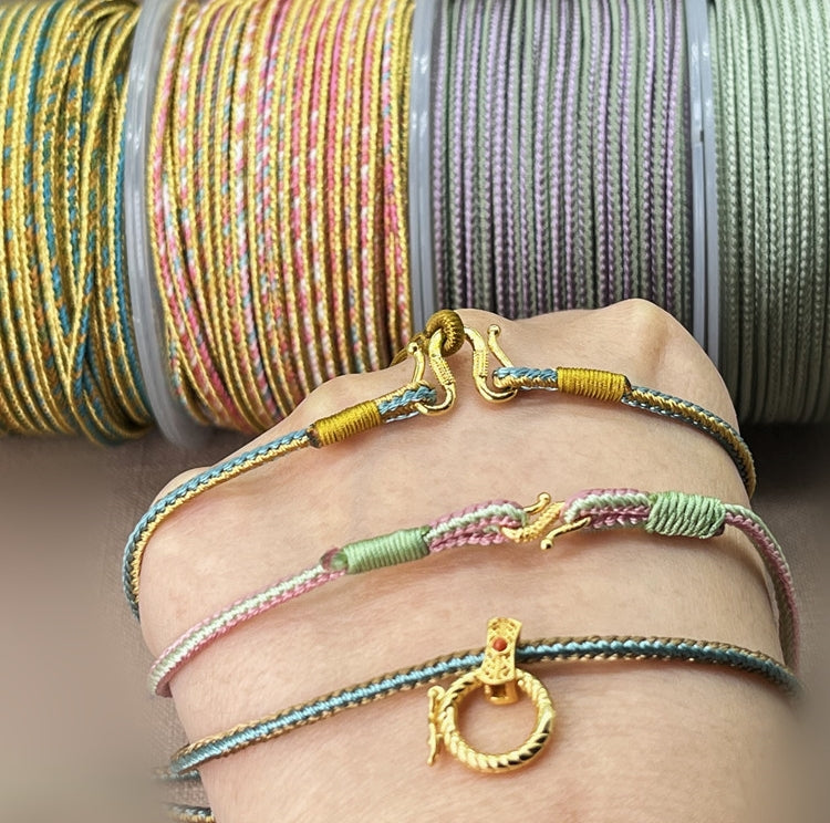 2.5mm Lucky Knot Braided Cord for Jade Pendant, Adjustable Necklace/Bracelet String, Single or Dual Color, DIY Jewelry Supplies
