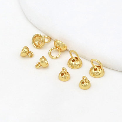 20PCS 18K Gold Plated Brass Pearl End Caps, Stringing Hole Jewelry Finding for DIY Bracelets & Necklaces