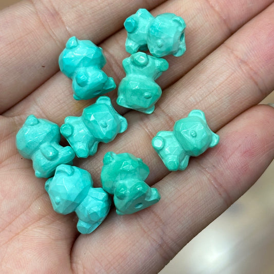 11*13mm Magnesite Turquoise Bear Charm - Gemstone Bear Jewelry Accessory, Crafted Component