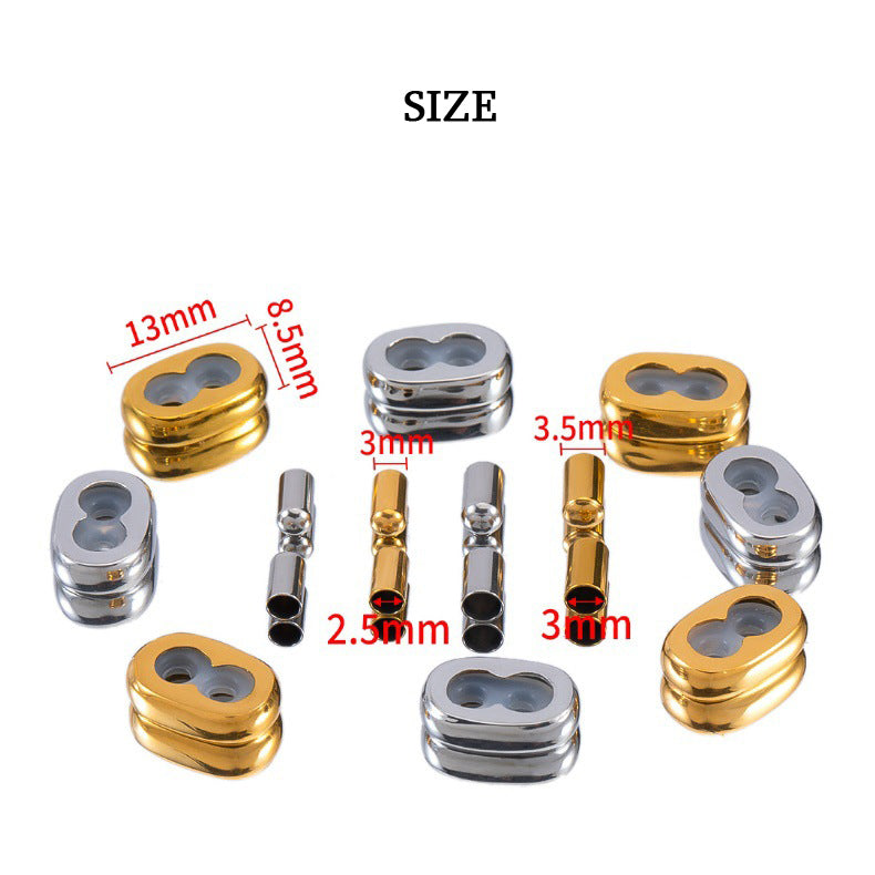 Stainless Steel Figure 8 Clasp, 3D Hard Gold Leather Cord Slider, Adjustable Leather Cord Fastener, DIY Jewelry Making Findings
