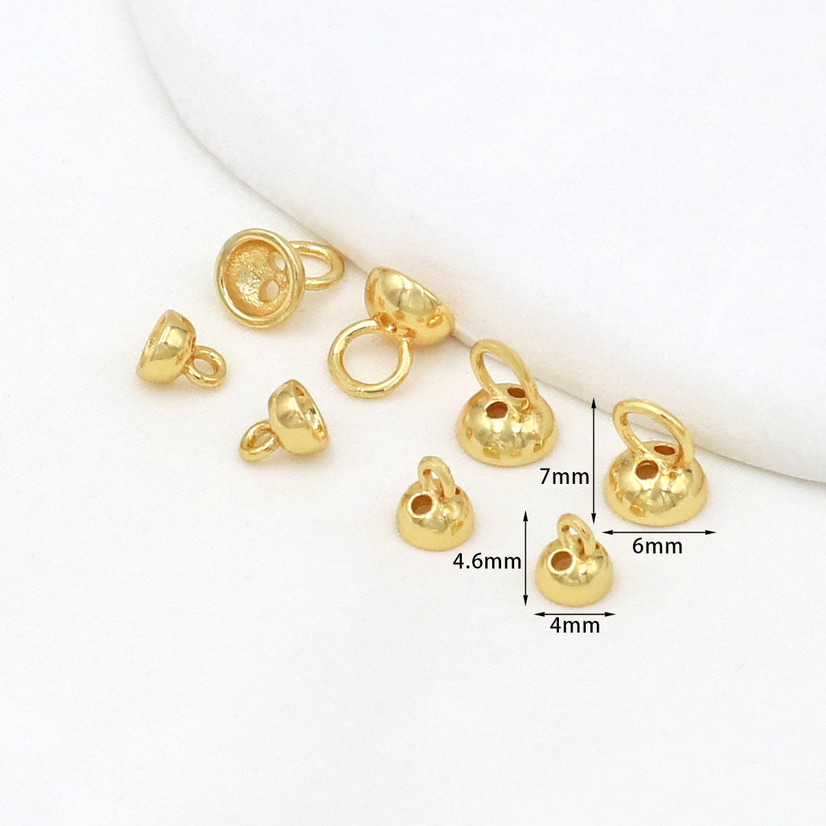 20PCS 18K Gold Plated Brass Pearl End Caps, Stringing Hole Jewelry Finding for DIY Bracelets & Necklaces