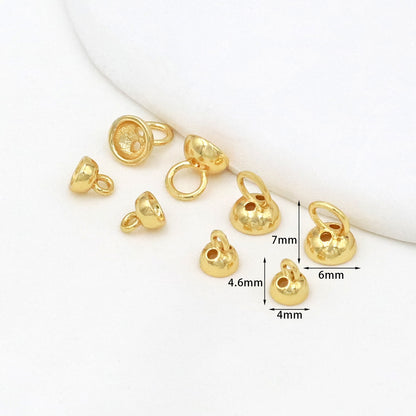 20PCS 18K Gold Plated Brass Pearl End Caps, Stringing Hole Jewelry Finding for DIY Bracelets & Necklaces