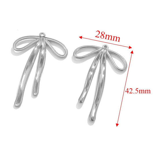 Stainless Steel Bow Pendant Charm | DIY Jewelry Accessory for Earrings, Necklaces & Bracelet Making