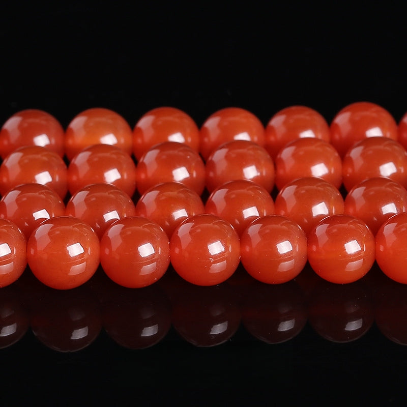 Grade 7 Natural Red Agate Round Beads, Smooth Loose Gemstone Beads for DIY Bracelet Necklace Making