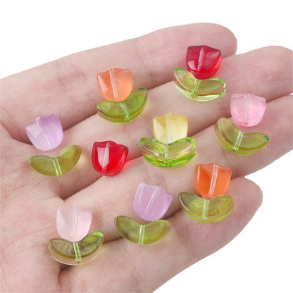 Glass Tulip Petal Beads DIY Jewelry Making Kit, Beaded Bracelet Earring Supplies Craft Accessories, 10 Sets