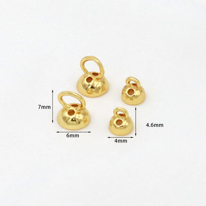 20PCS 18K Gold Plated Brass Pearl End Caps, Stringing Hole Jewelry Finding for DIY Bracelets & Necklaces