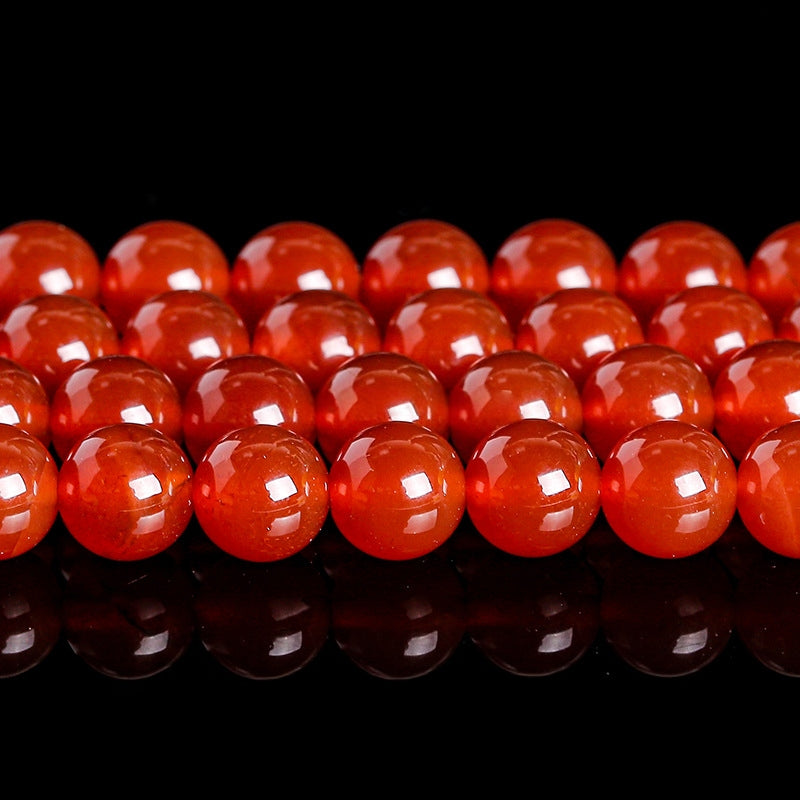Grade 7 Natural Red Agate Round Beads, Smooth Loose Gemstone Beads for DIY Bracelet Necklace Making