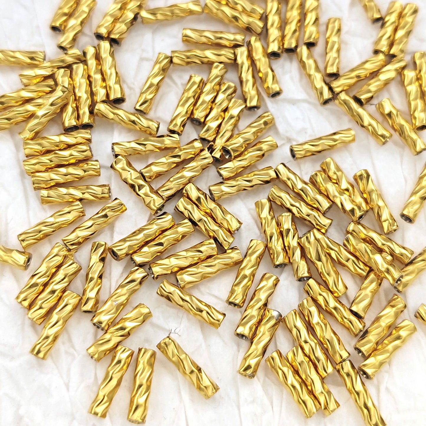 2x8mm Stainless Steel Vacuum Plated 18K Straight Tube Beads, Metal Spacer Tubes for Jewelry Making,10 Pieces
