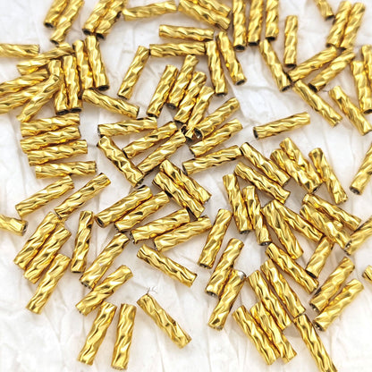 2x8mm Stainless Steel Vacuum Plated 18K Straight Tube Beads, Metal Spacer Tubes for Jewelry Making,10 Pieces