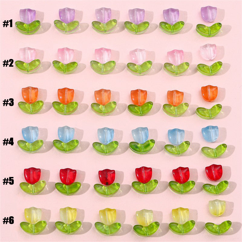 Glass Tulip Petal Beads DIY Jewelry Making Kit, Beaded Bracelet Earring Supplies Craft Accessories, 10 Sets