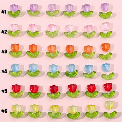 Glass Tulip Petal Beads DIY Jewelry Making Kit, Beaded Bracelet Earring Supplies Craft Accessories, 10 Sets