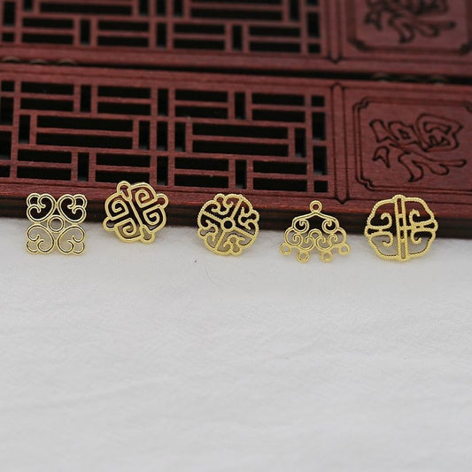 4PCS 24K Gold Plated Fade-Resistant Tassel Link Findings, Multiple Styles, Brass Jewelry Components for DIY
