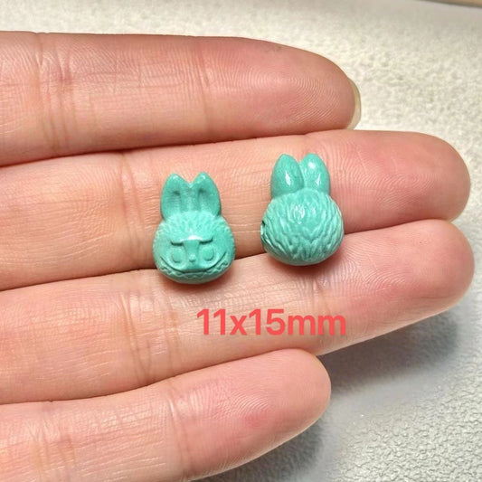 11*15mm Magnesite Turquoise Carved Labubu Beads - Loose Gemstone Beads for Jewelry Making