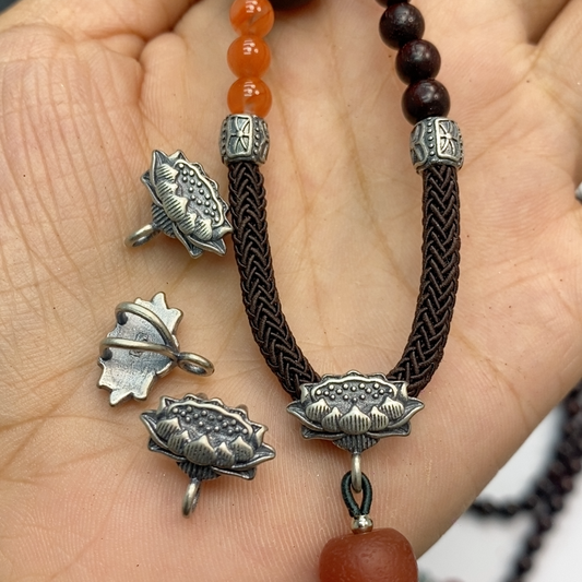 Vintage Lotus Pendant, Retro Silver Charm, Seiko 37 Sliver Multi-Purpose Jewelry Making Supplies, DIY Necklace Bracelet Connector