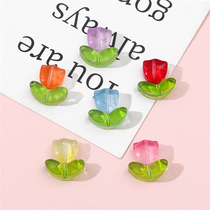 Glass Tulip Petal Beads DIY Jewelry Making Kit, Beaded Bracelet Earring Supplies Craft Accessories, 10 Sets