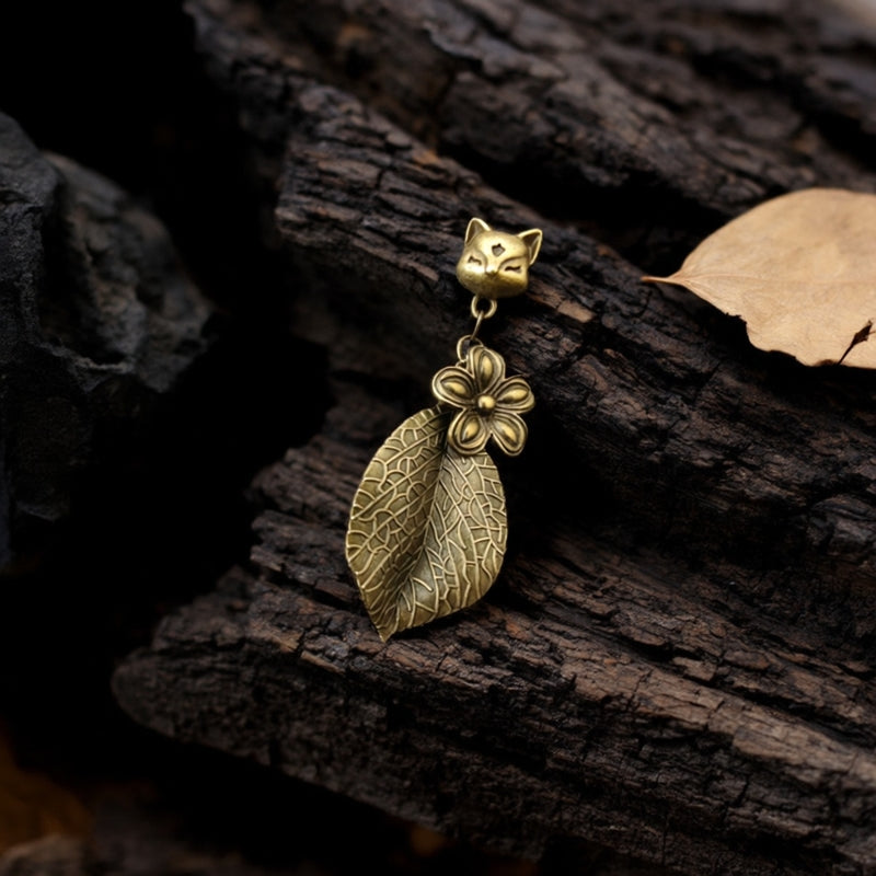 Vintage Fox & Peach Blossom Charm - Handmade Cute Pendant for Bag/Keychain, Romantic Spring Jewelry Gift