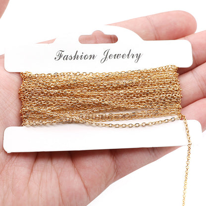 5 Meters Stainless Steel O Chain (Thin & Delicate) - DIY Jewelry Supplies for Necklaces, Flat Link Chain for Handmade Accessories