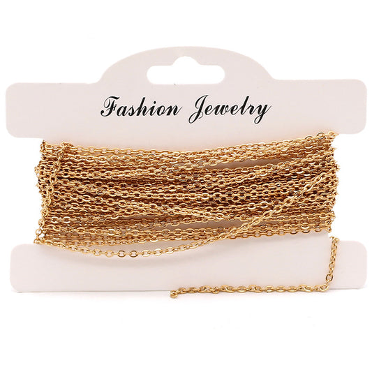 5 Meters Stainless Steel O Chain (Thin & Delicate) - DIY Jewelry Supplies for Necklaces, Flat Link Chain for Handmade Accessories