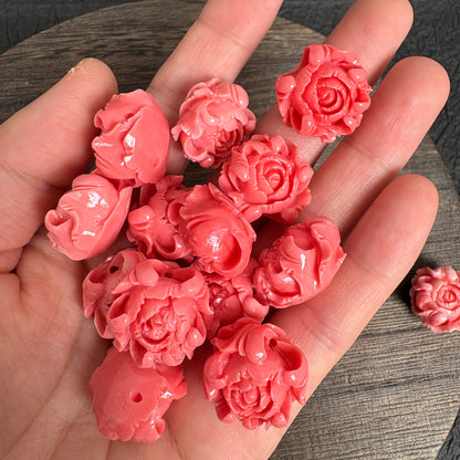 2PCS 20mm Peony Flower Pendants, Shell Powder Floral Jewelry Charms