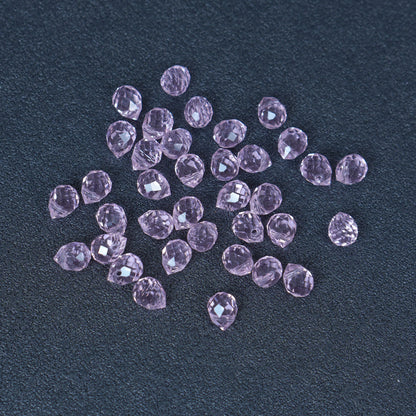 40PCS Pink Faceted Teardrop Glass Beads, 8x10mm for Jewelry Making