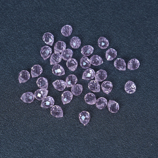 40PCS Pink Faceted Teardrop Glass Beads, 8x10mm for Jewelry Making
