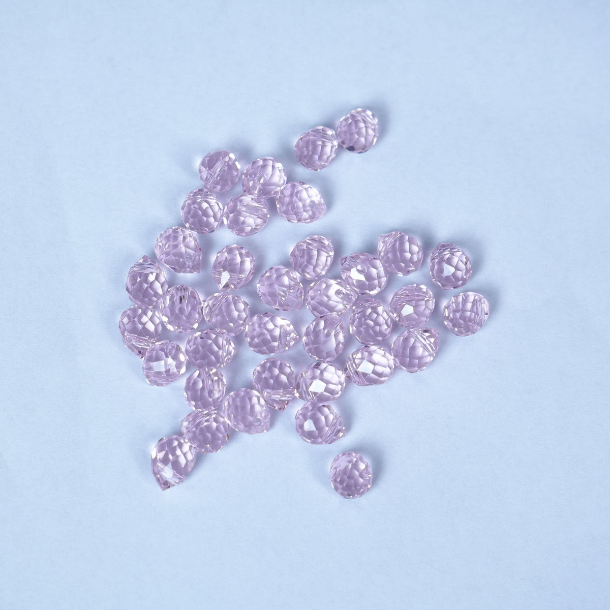 40PCS Pink Faceted Teardrop Glass Beads, 8x10mm for Jewelry Making
