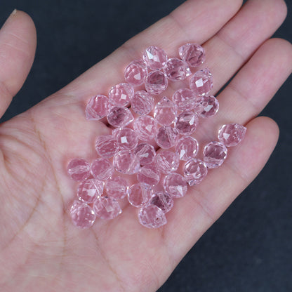 40PCS Pink Faceted Teardrop Glass Beads, 8x10mm for Jewelry Making