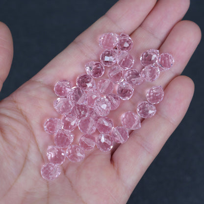 40PCS Pink Faceted Teardrop Glass Beads, 8x10mm for Jewelry Making