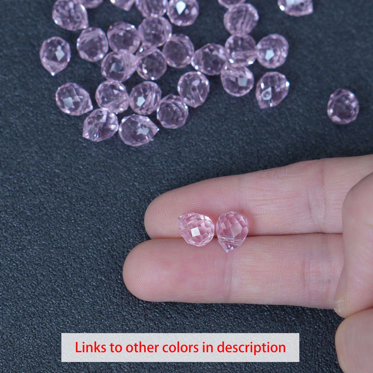 40PCS Pink Faceted Teardrop Glass Beads, 8x10mm for Jewelry Making