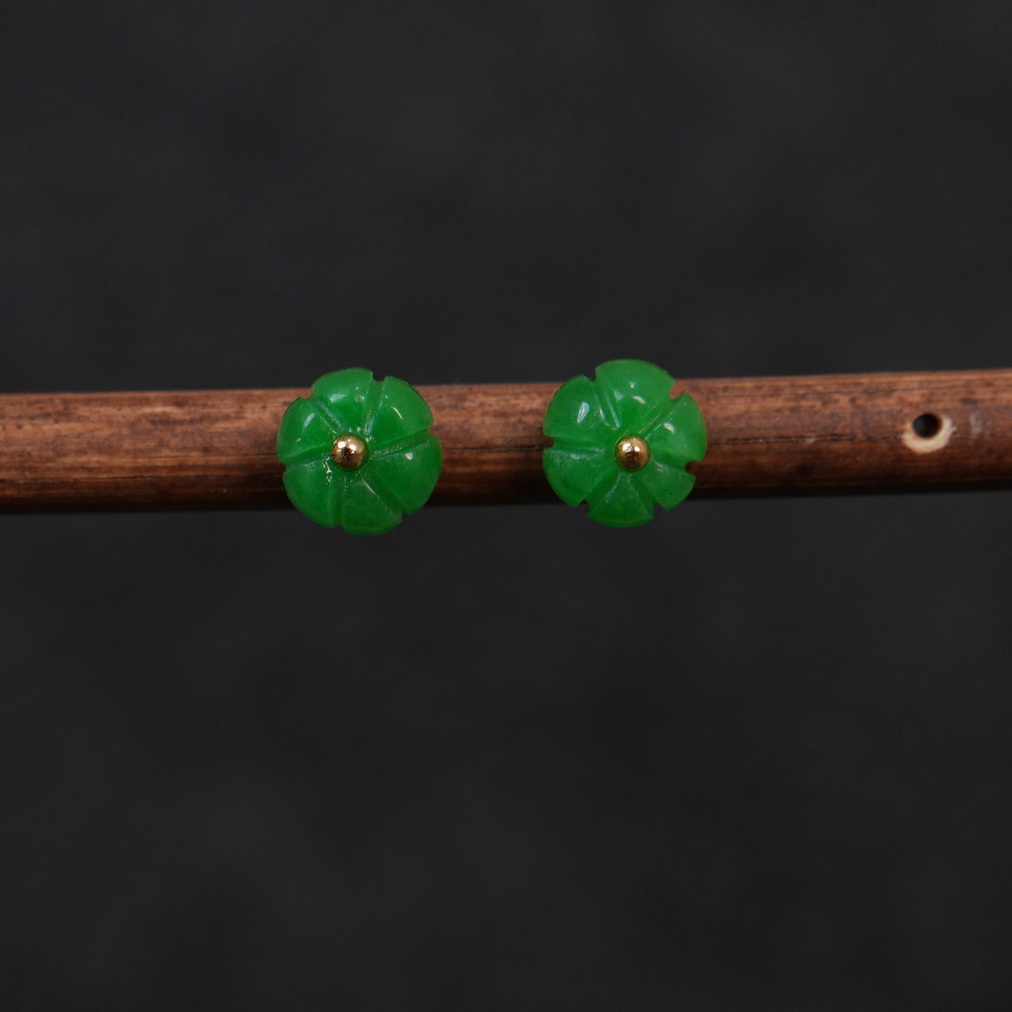 Handmade Green Jade Pumpkin Stud Earrings | Cute Autumn Jewelry for Women | Natural Stone Minimalist Earrings