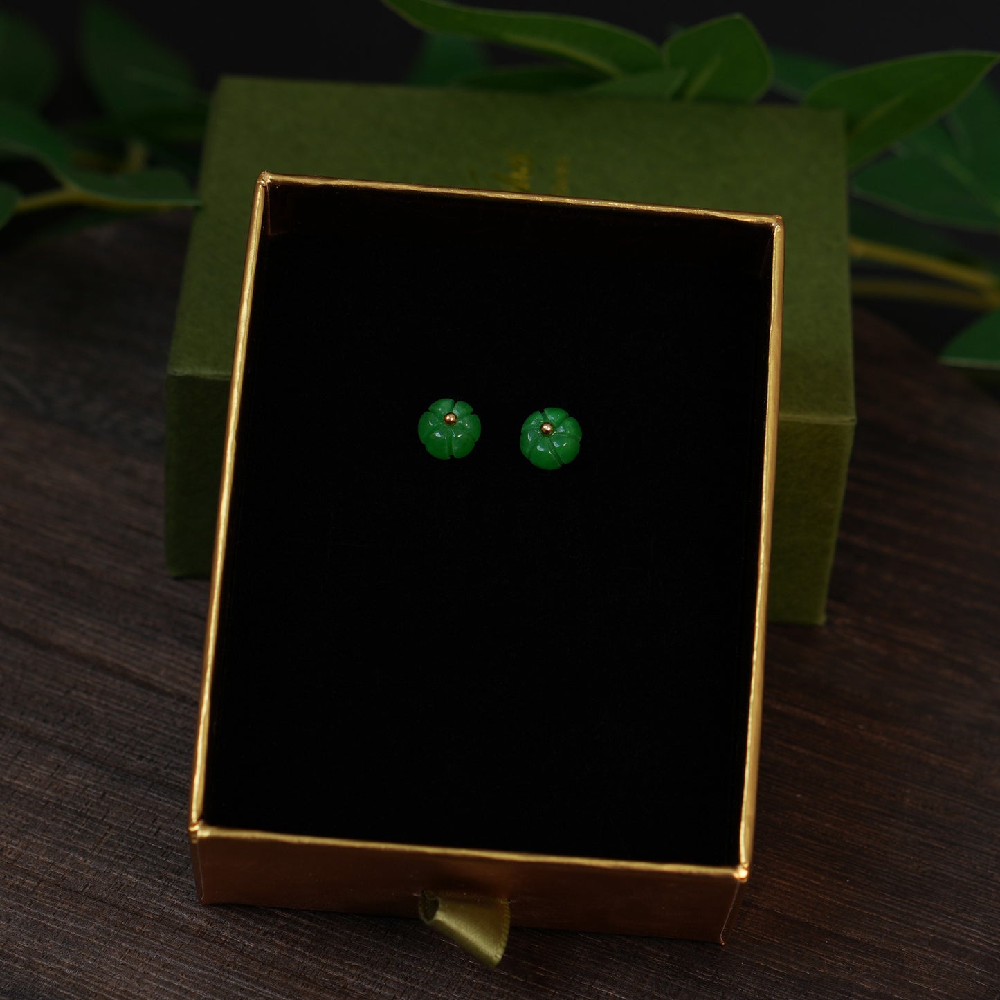 Handmade Green Jade Pumpkin Stud Earrings | Cute Autumn Jewelry for Women | Natural Stone Minimalist Earrings