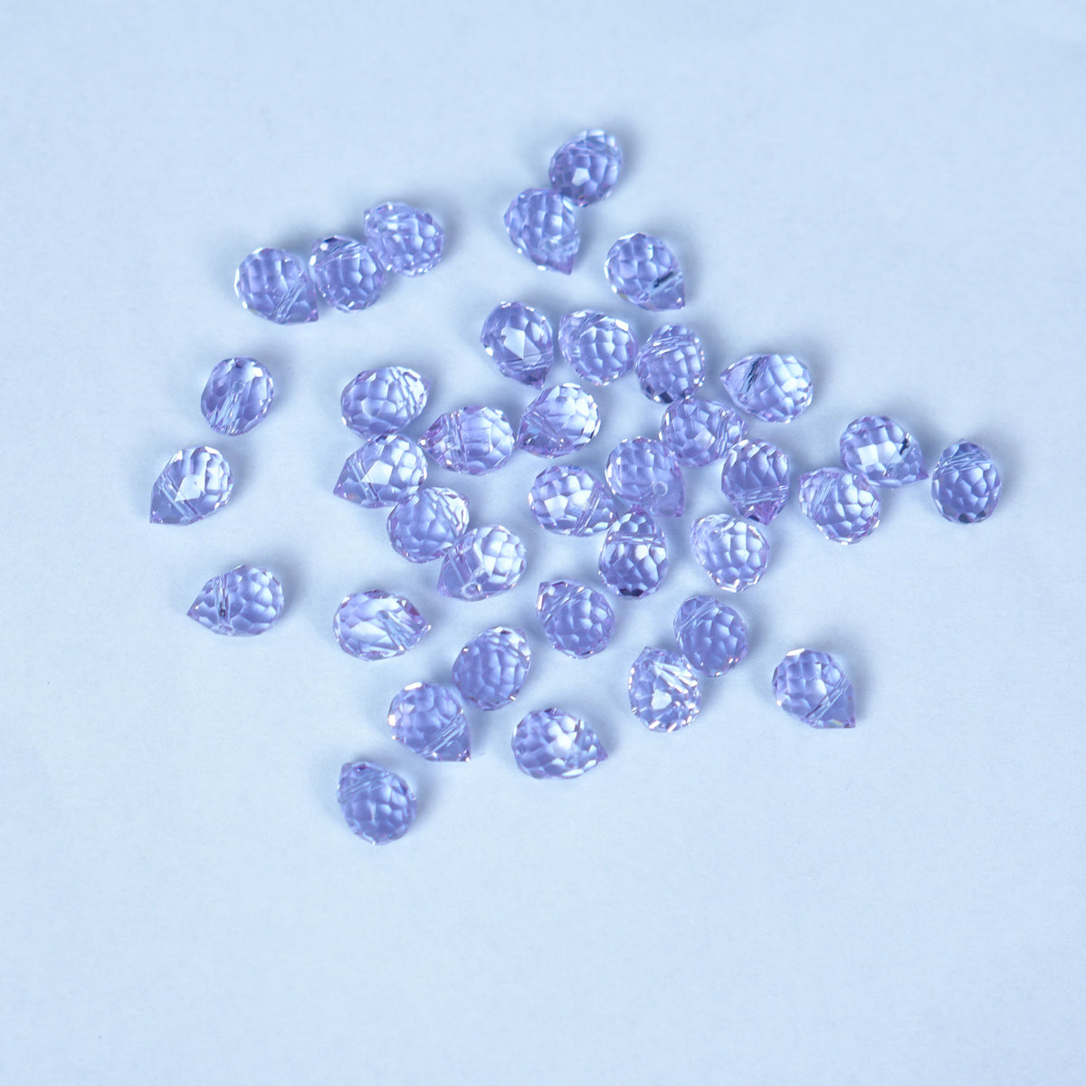40PCS Purple Faceted Teardrop Glass Beads, 8x10mm for Jewelry Making
