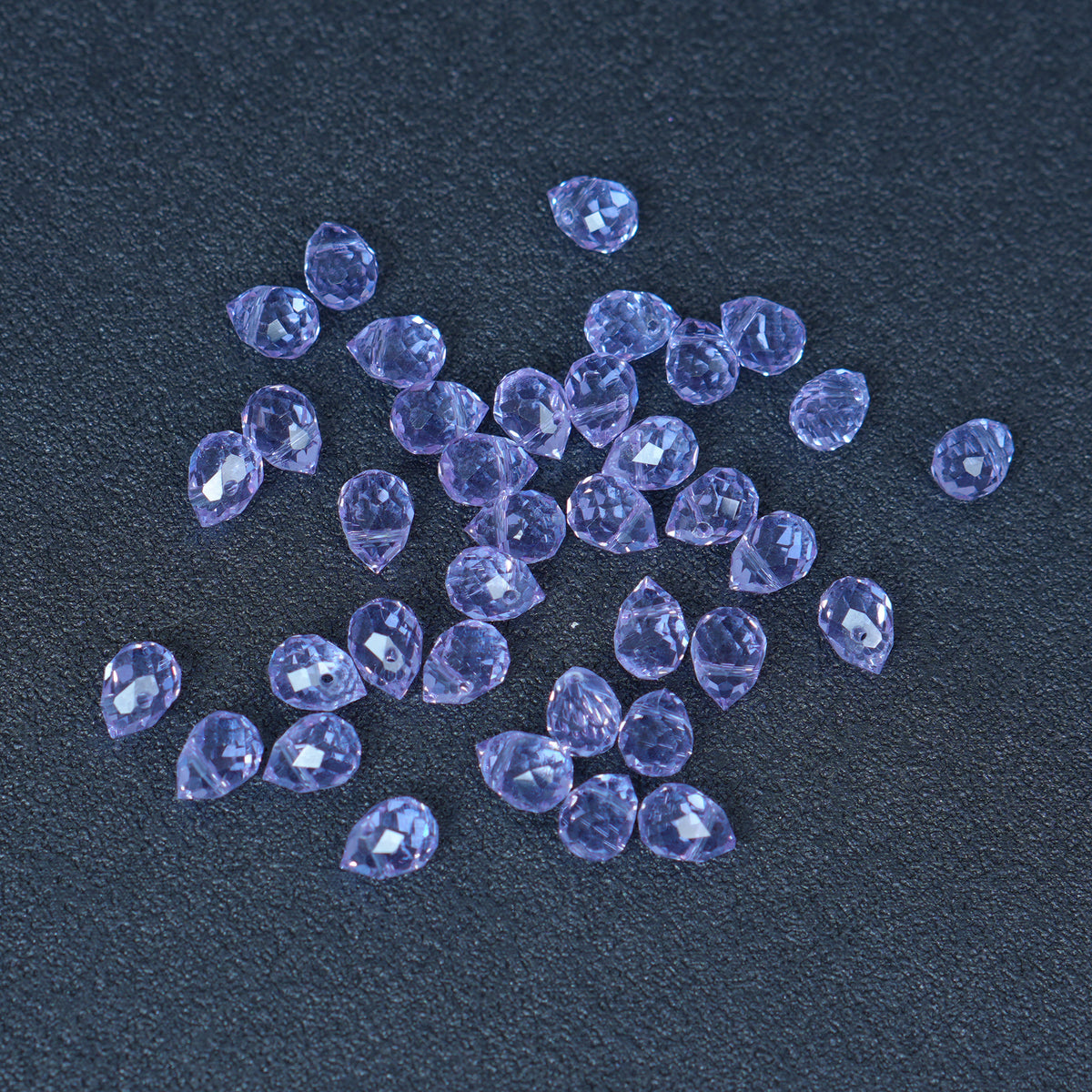 40PCS Purple Faceted Teardrop Glass Beads, 8x10mm for Jewelry Making