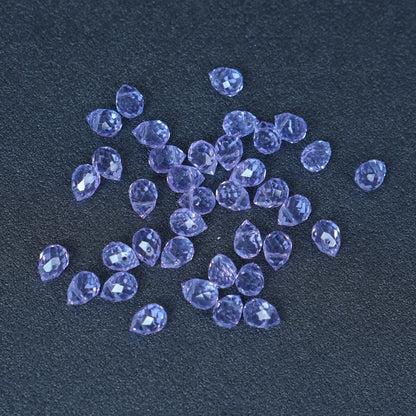 40PCS Purple Faceted Teardrop Glass Beads, 8x10mm for Jewelry Making