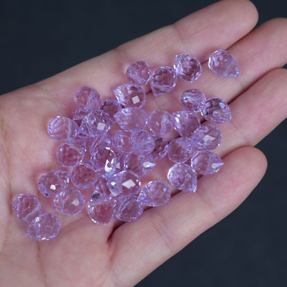 40PCS Purple Faceted Teardrop Glass Beads, 8x10mm for Jewelry Making