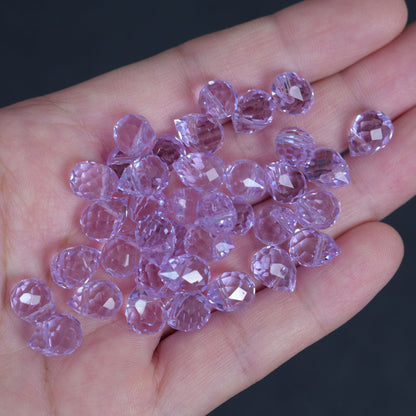 40PCS Purple Faceted Teardrop Glass Beads, 8x10mm for Jewelry Making